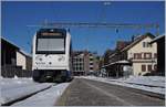 Der TPF ABe 2/4 106 (mit B und Be 2/4 106) wendet in Chatel St-Denis für die Weiterfahrt nach Montbovon.