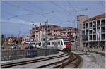 Gestern fotografiert und heute schon historisch: Der TPF Regionalzug S50 14823, bestehend aus dem führenden ABe 2/4 103, einem B und dem schiebenden Be 2/4 103 erreicht Chatel-St-Denis zur