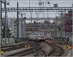 Der SBB RABe 511 113 und ein weiterer schlängen sich von Annemasse kommen in den Bahnhof von Genève.