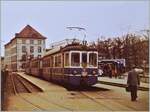 Der BLT Be 4/4 N° 12 wartet mit einem Regionalzug nach Rodersdorf in der Zugsausgangsstation Basel Heuwaage auf die Abfahrt.