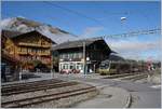 Lenk, Endpunkt der Linie von Zweisimmen her mit einem der vier auf dieser Strecke eingesetzte MOB Be 4/4 5000 mit Bt bzw.