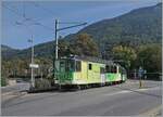 Der BDeh 4/4 81 mit seinem Bt 63 hat die Haltestelle Bex Pont-Neuf hinter sich gelassen und ist mit seinem 537 schon fast am Ziel in Bex.