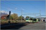 Der TPS AOMC/ASD Beh 2/6 545  La Dent jaune  ist kurz nach der Abfahrt in Aigle auf dem Weg nach Monthey.