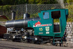 Die Heizöl befeuerte H 2/3 Zahnraddampflok BRB 15 Stadt Kanaya (Japan) am 30.09.2011 im BRB Bahnhof Brienz.