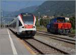 Stadler RABe 523 016 und Eem 923 021-0 im  Bombardiere -Ort Villeneuve.