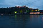 Verschiedenes/177888/abendlicher-blick-vom-deutschen-eck-auf Abendlicher Blick vom Deutschen Eck auf die Festung Koblenz-Ehrenbreitstein am 13.08.2011. An diesem Tag war Rhein in Flammen. Das Foto wurde aus der Hand gemacht.