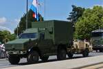 KMW Dingo mit Hänger der luxemburgischen Armee, nahm an der Militärparade in der Stadt Luxemburg teil. 23.06.2023