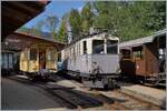 Der interessanten Leuk - Leukerbad Bahn (LLB) ABFe 2/4 N° 10 steht im Museumsbahnhof von Chaulin     19.